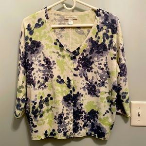 CHRISTOPHER BANKS Blue and Green Flowered cardigan with sparkles